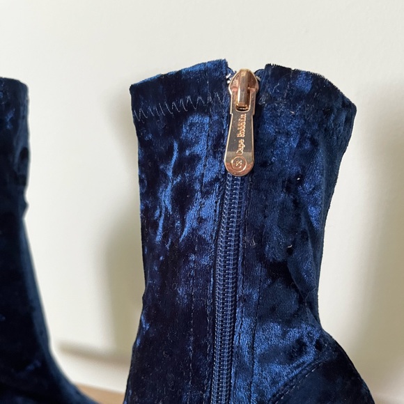 Blue Velvet Over the Ankle Booties - Picture 4 of 8